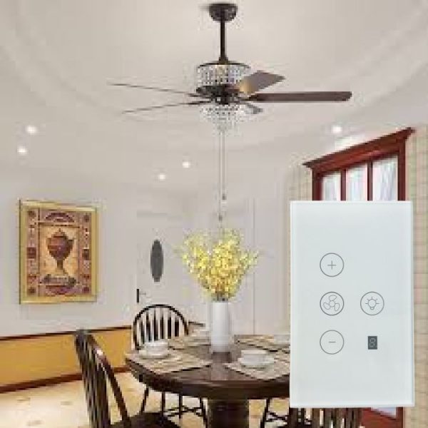 Smart WiFi Fan control and Light Switch touch panel tuya