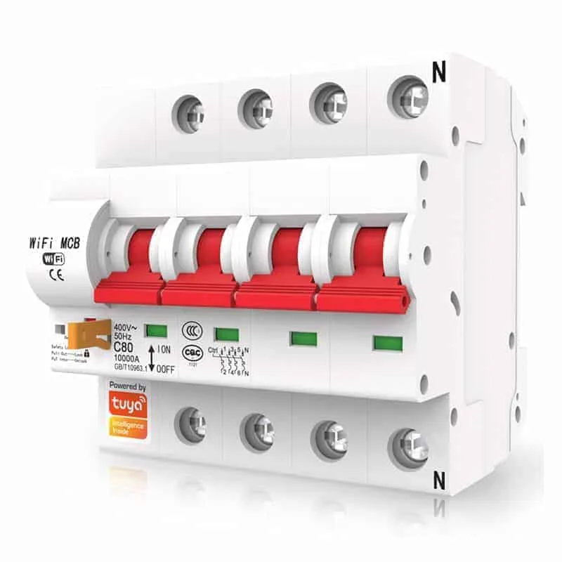 smart mcb circuit breaker 4 pole isolator 16A 20A 25A 32A 40A 63A 80A 100A125A wifi switch tuya smartlife