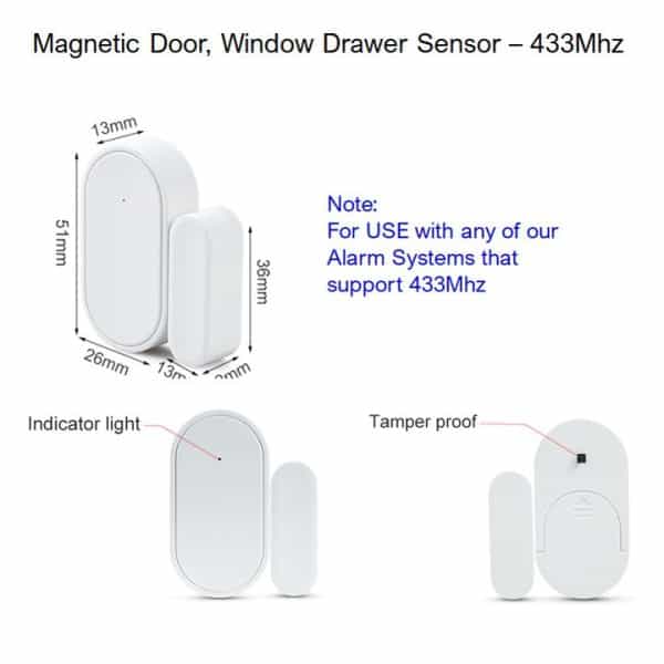 magnetic door window drawer switch 433Mhz dimensions