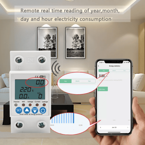 smart wifi switch 63A real time electrical consumption monitor