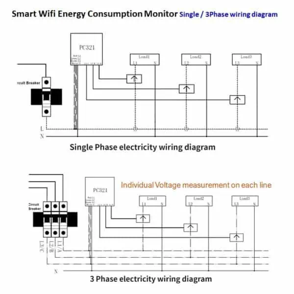 Smart Energy Monitor 3x Clamp Meter | 1000A CT Single or 3Phase | WiFi ...