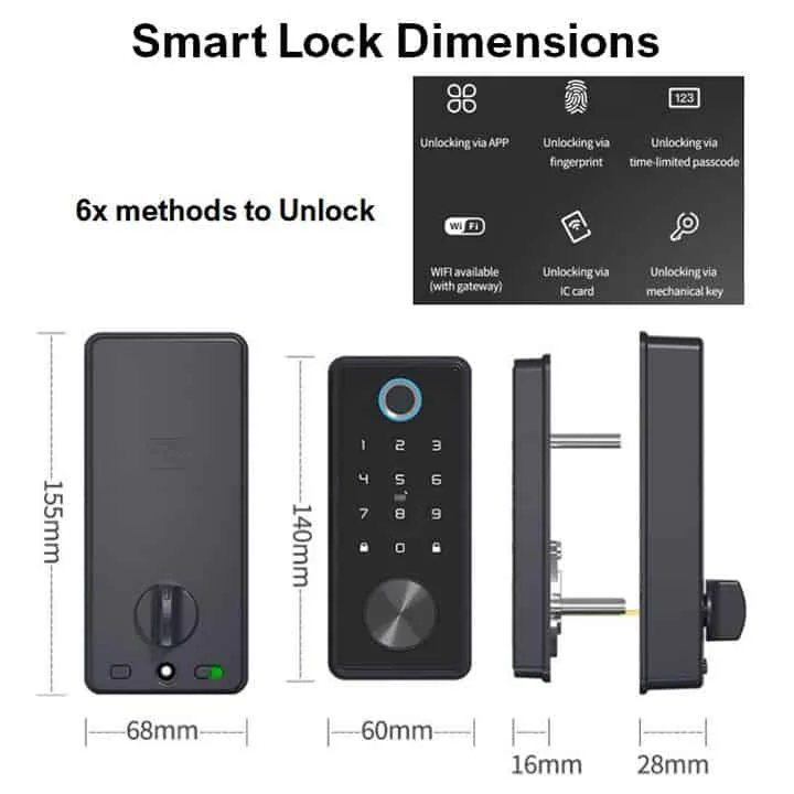 Smart T1 Door Lock | Fingerprint, code and key | Tuya Smart Life - Image 3
