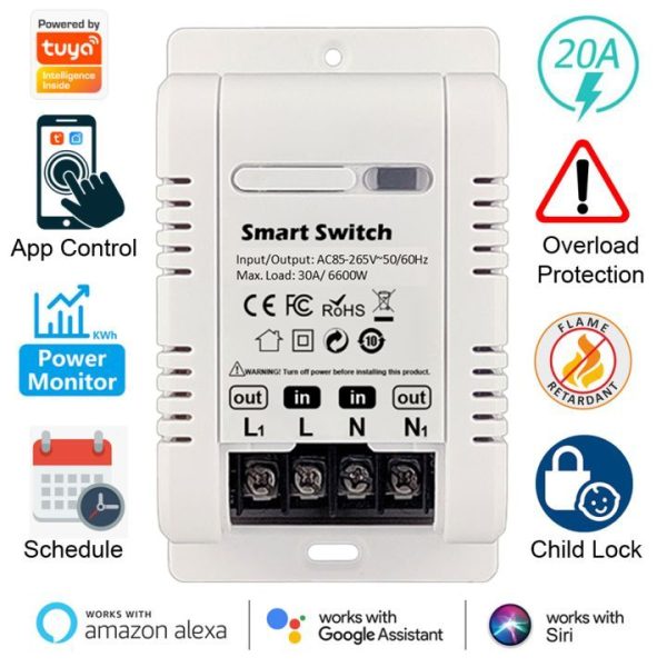 smart wifi switch 30A with energy monitor electricity power consumption